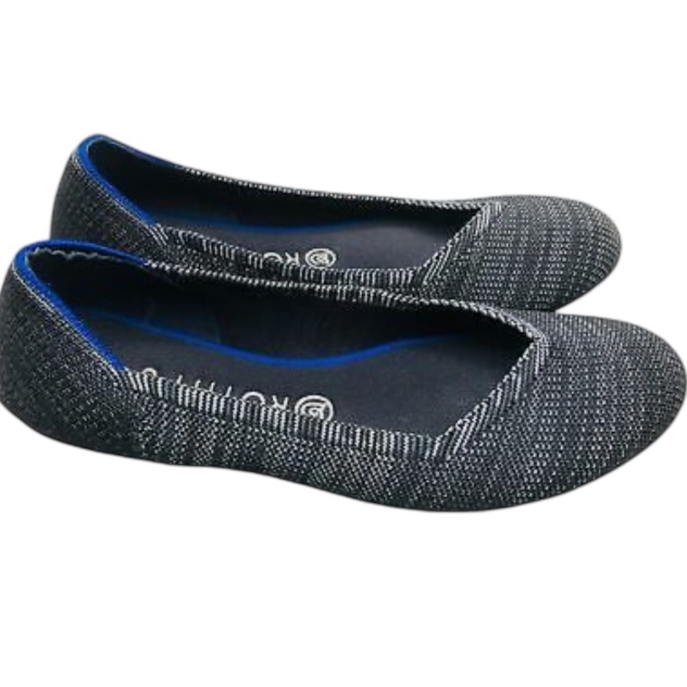 Rothy's Flats Black /Gray Birdseye Round Toe Women's Size 8.5 - Picture 4 of 9